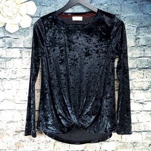 Altar'd State | Black Velvet Goth Lolita Long Sleeve Shirt